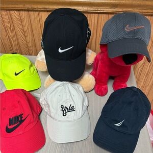 FIVE Men's Caps! Three NIKE, one Nautica, One Y&R, Bonus kids Nike